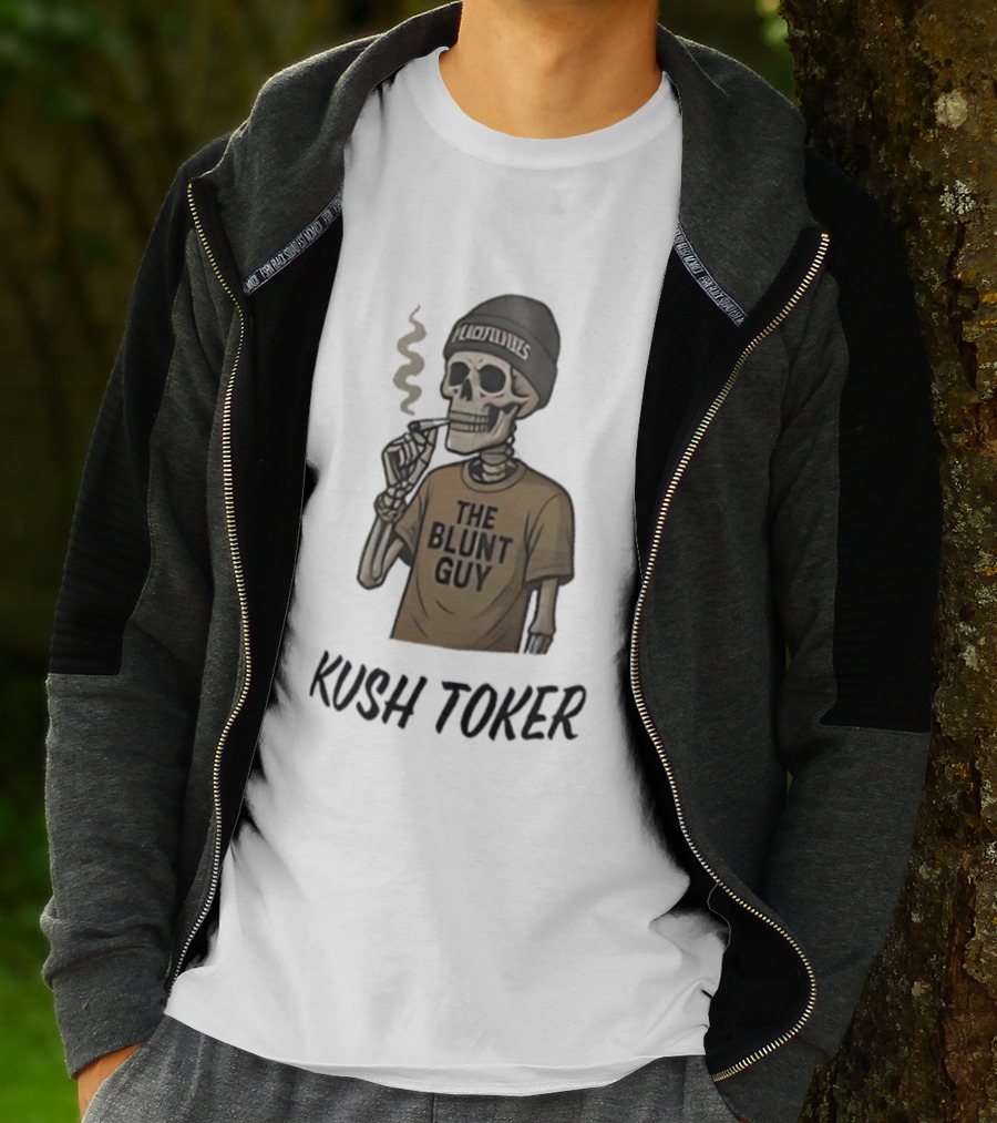 Kush Toker Skeleton Smoking The Blunt Guy T-Shirt