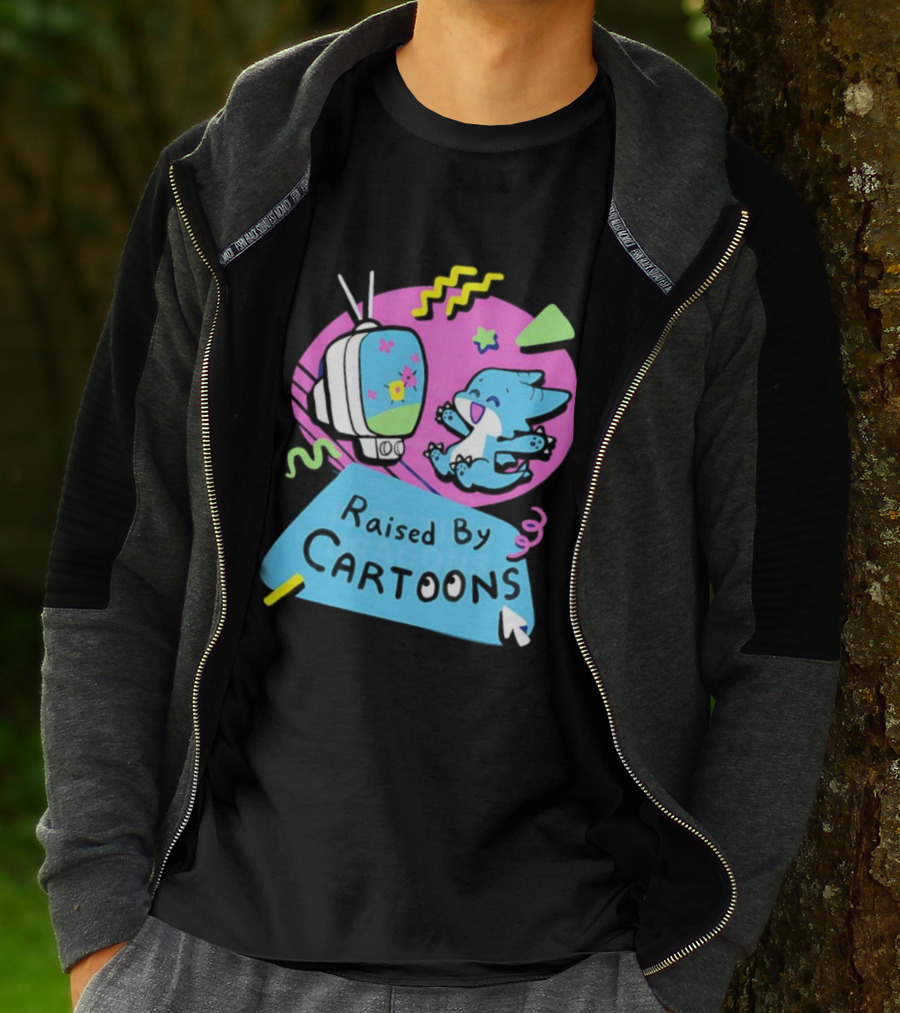 Raised By Cartoons Dragons Vibrant TV Retro Style T-Shirt