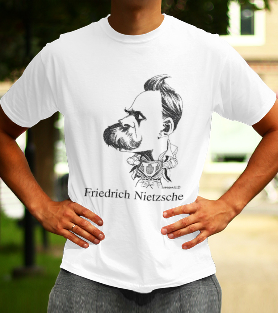 Friedrich Nietzsche Caricature Silhouette Image T-Shirt