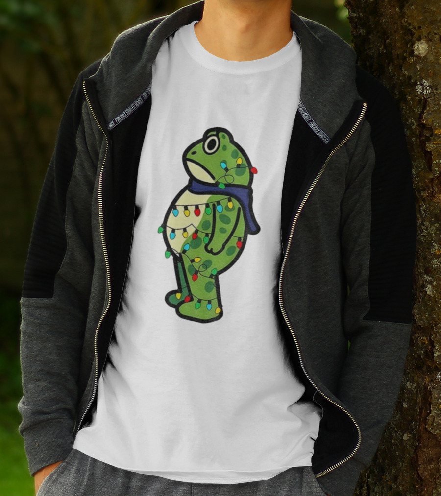 Political Portland Frog Merry Resistmas Christmas Lights Holiday T-Shirt