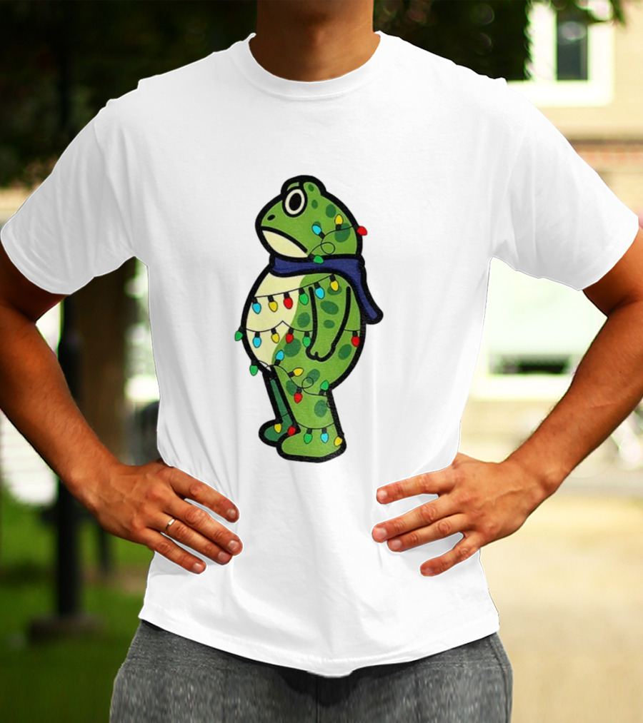 Political Portland Frog Merry Resistmas Christmas Lights Holiday T-Shirt