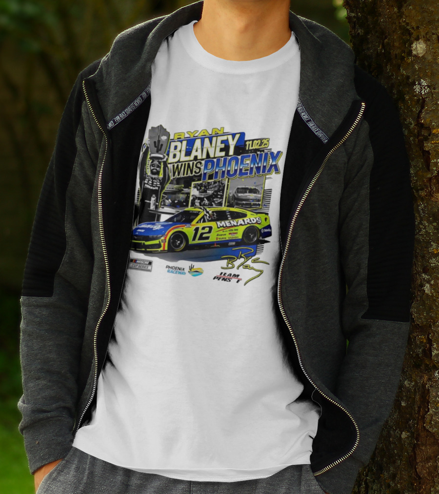 Ryan Blaney Wins Phoenix 11.02.25 NASCAR Cup Series Menards 12 Car Championship Race Phoenix Raceway T-Shirt