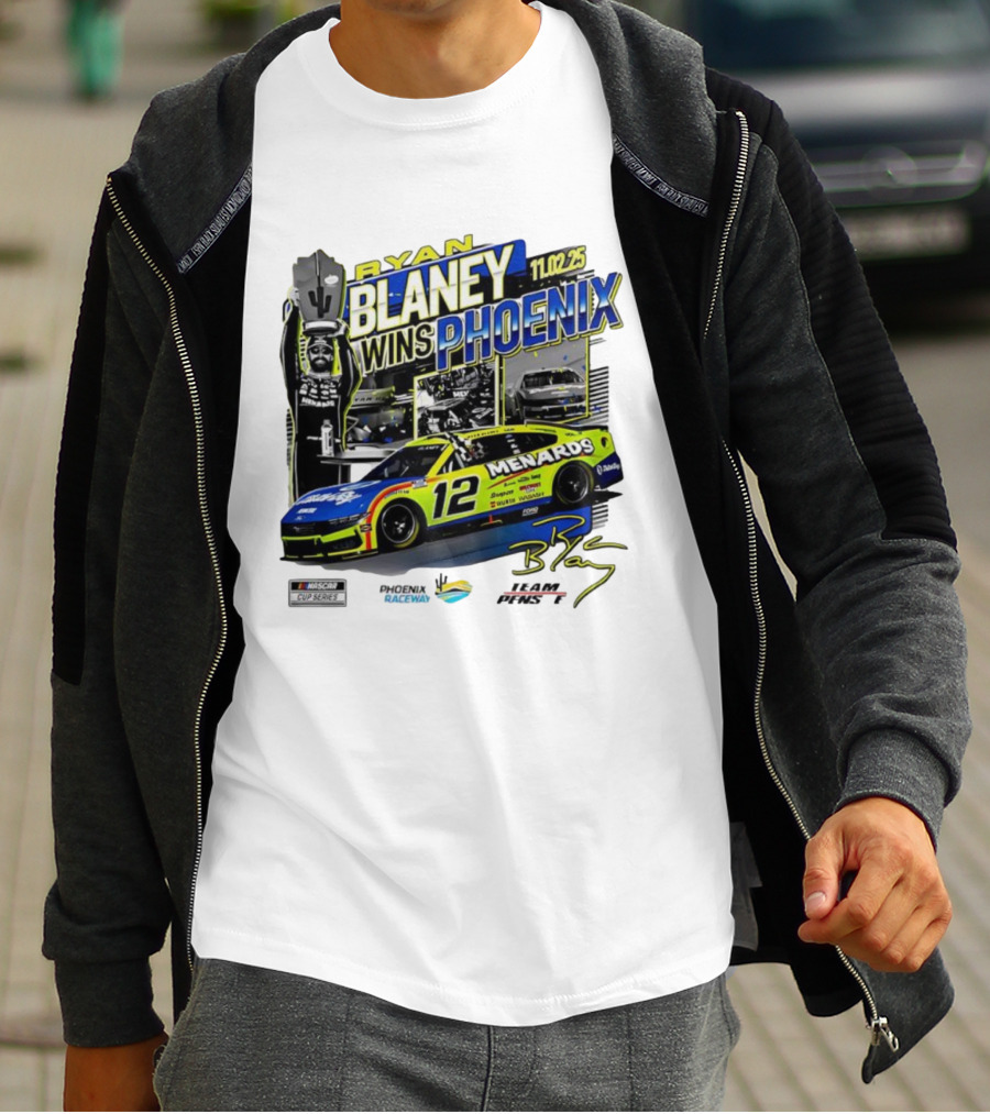 Ryan Blaney Wins Phoenix 11.02.25 NASCAR Cup Series Menards 12 Car Championship Race Phoenix Raceway T-Shirt
