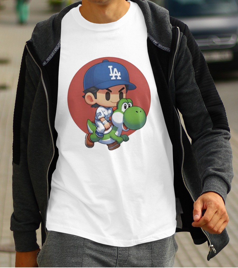 Yoshiiiiiii Natural Top Doyers Dave Yoshinobu LA Baseball Yoshi Riding 18 T-Shirt