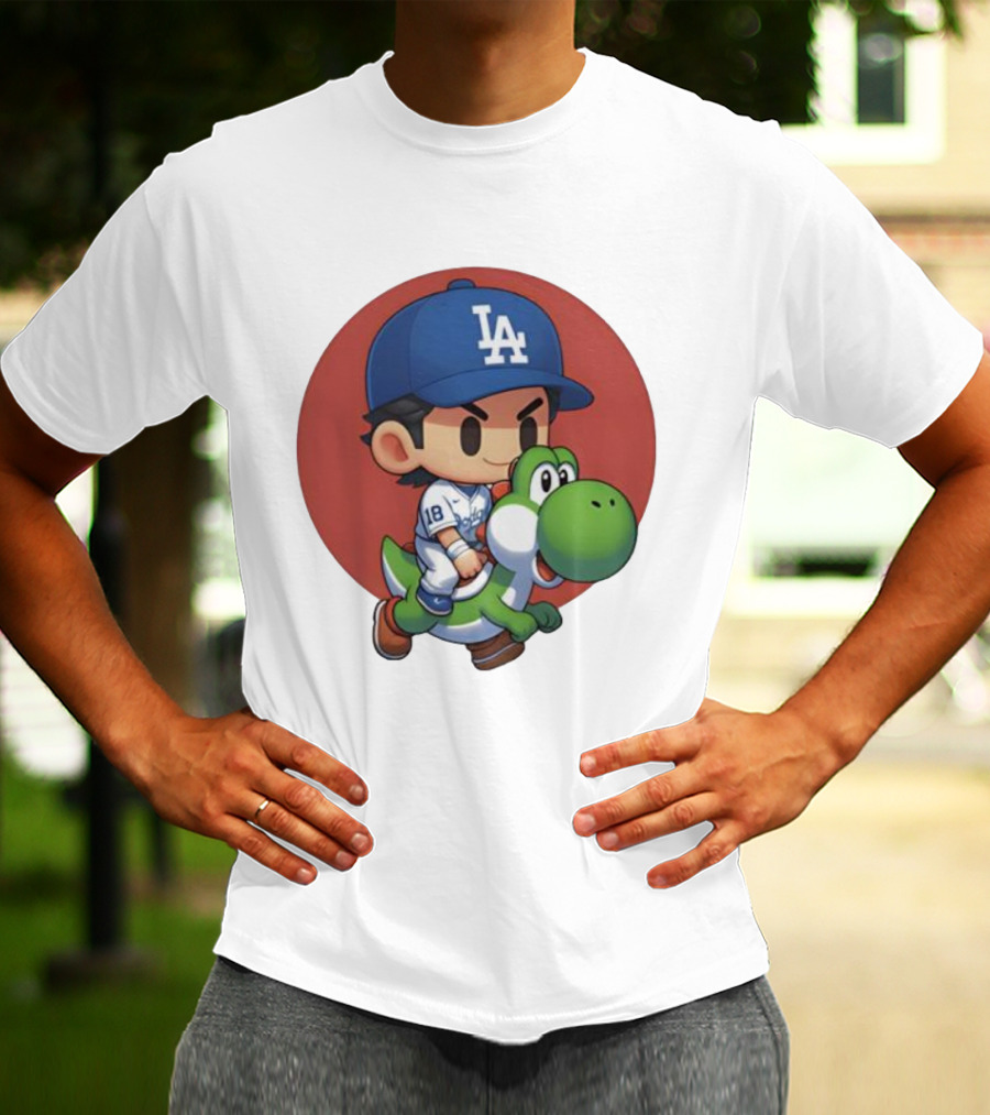 Yoshiiiiiii Natural Top Doyers Dave Yoshinobu LA Baseball Yoshi Riding 18 T-Shirt