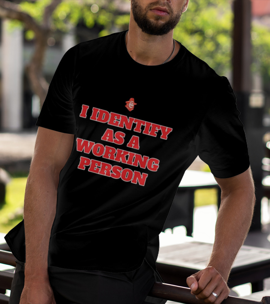 I Identify As A Working Person Red Retro Style Cowboy Symbol T-Shirt