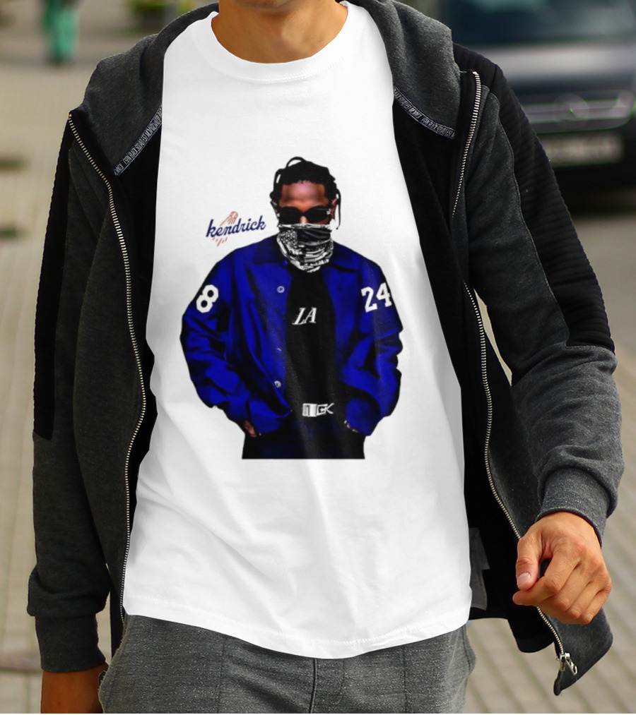 Dodgers LA Kendrick Lamar Blue Jacket Image T-Shirt