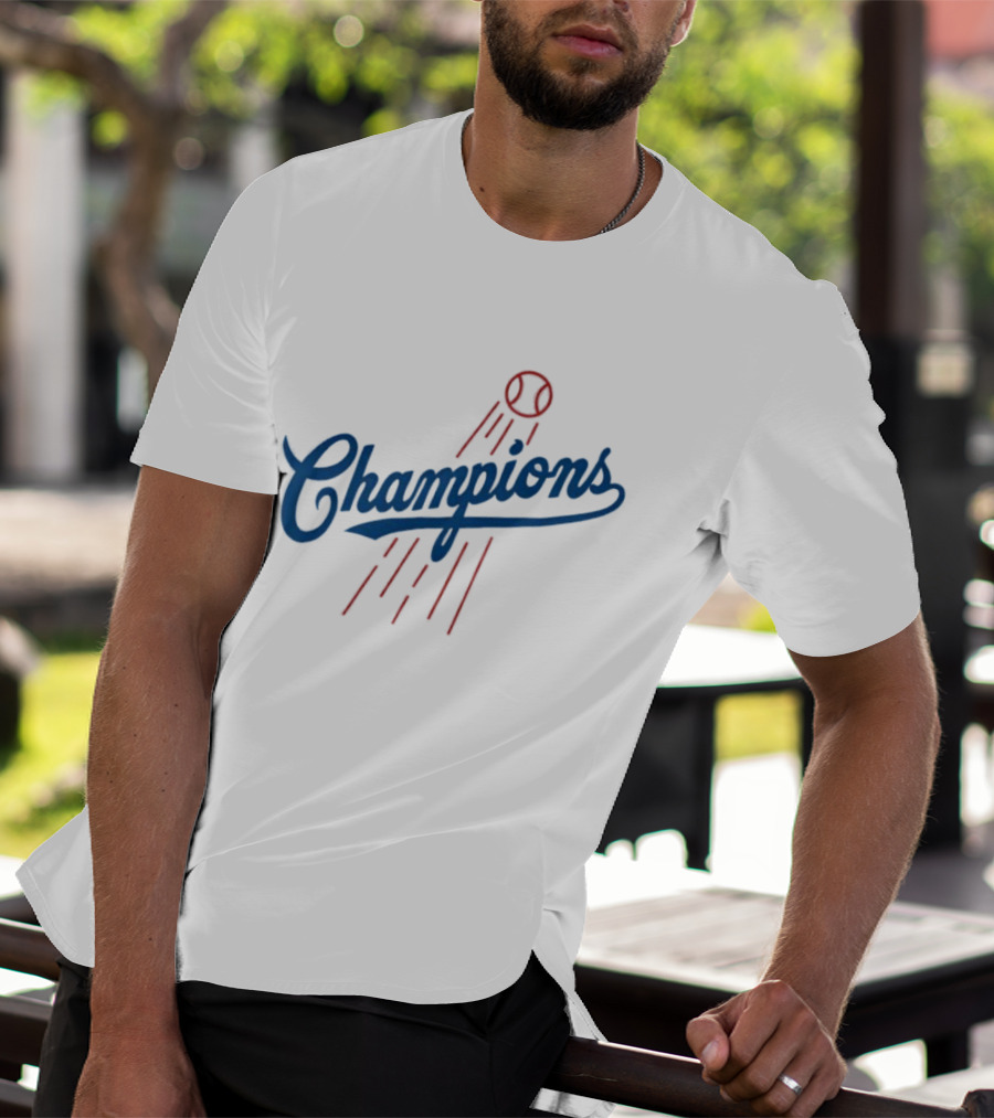 Champions Baseball Red Blue Artistic MLB Style T-Shirt