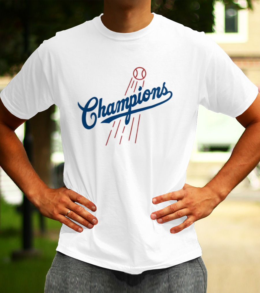 Champions Baseball Red Blue Artistic MLB Style T-Shirt