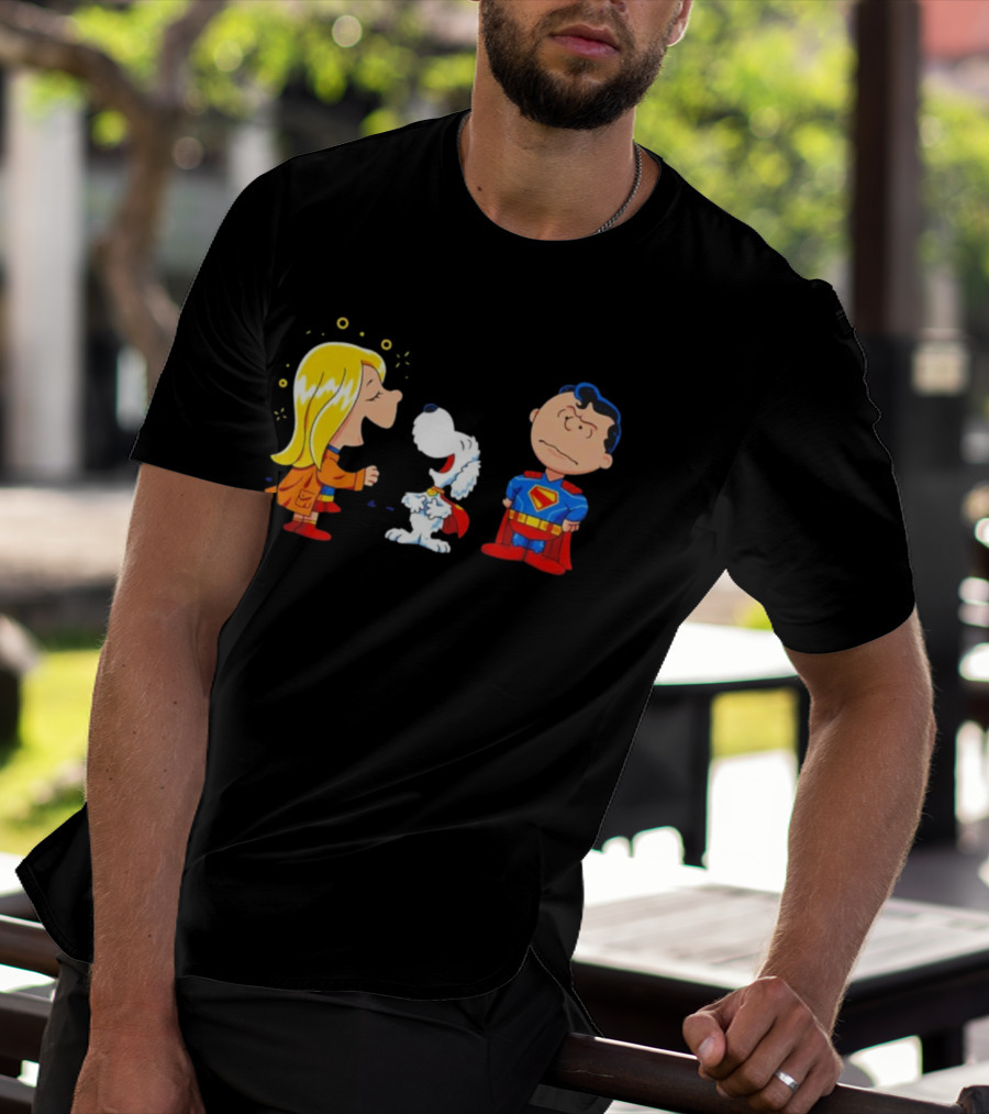 Supergirl Krypto And Superman Peanuts Style Kryptonuts Crossover T-Shirt