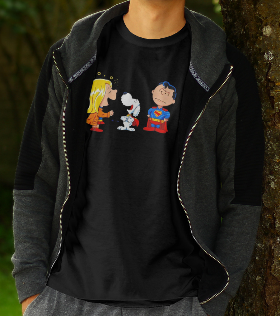 Supergirl Krypto And Superman Peanuts Style Kryptonuts Crossover T-Shirt