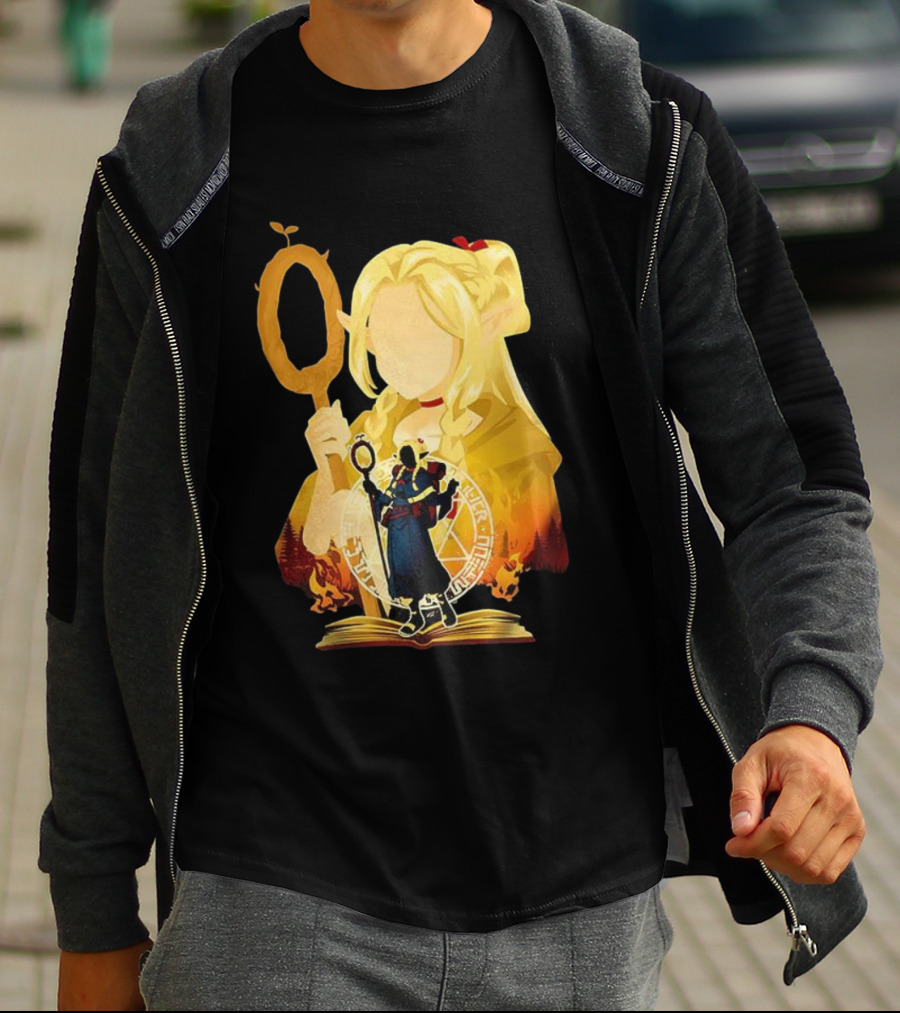 Marcille Donato Delicious In Dungeon Anime Arcane Revival Character With Magic Staff T-Shirt