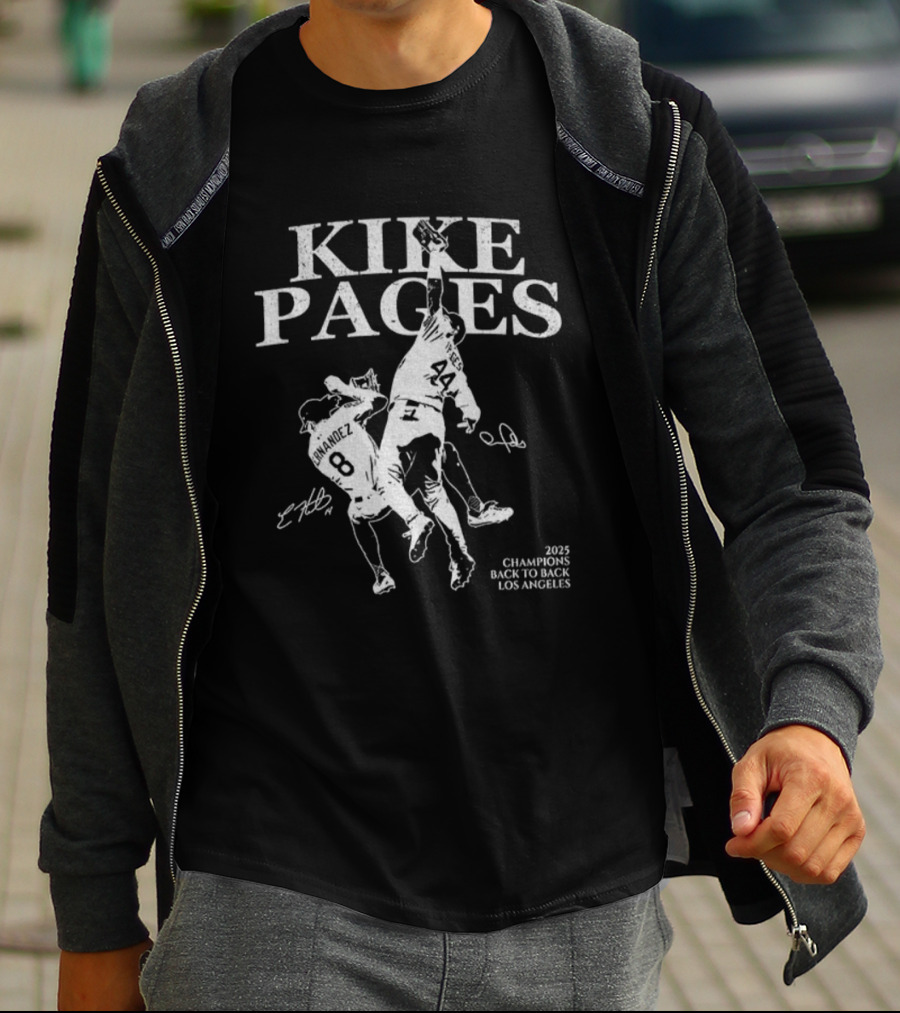 Kike Pages Los Angeles 2025 Champions Back To Back Baseball Signature T-Shirt