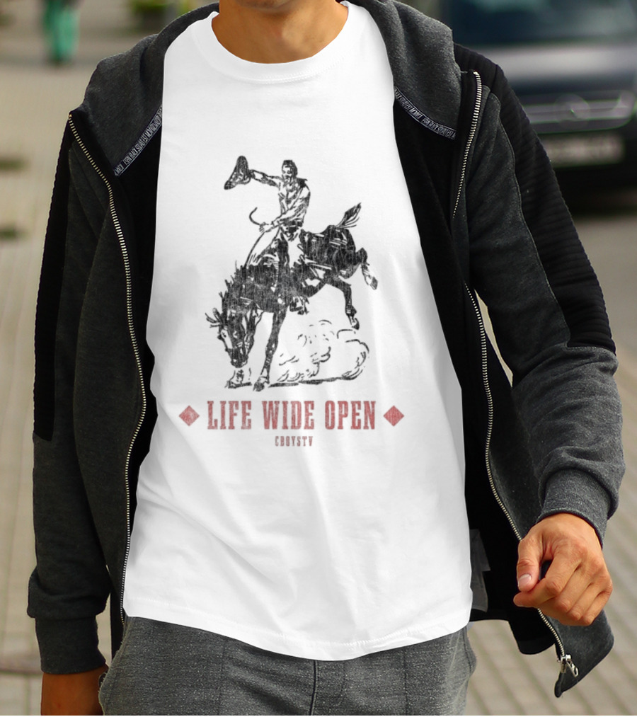 Cboystv Life Wide Open Cowboy Riding Bull T-Shirt