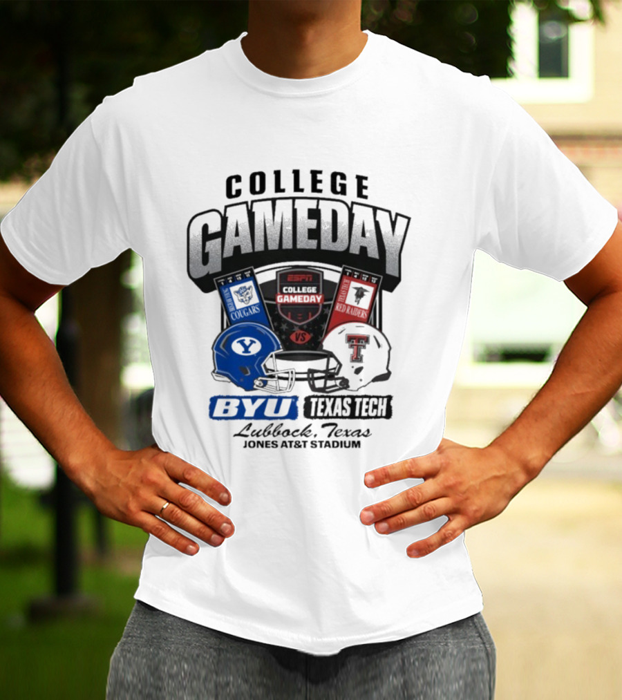 BYU Cougars Vs Texas Tech Red Raiders College Gameday ESPN Jones AT&T Stadium Lubbock Texas T-Shirt
