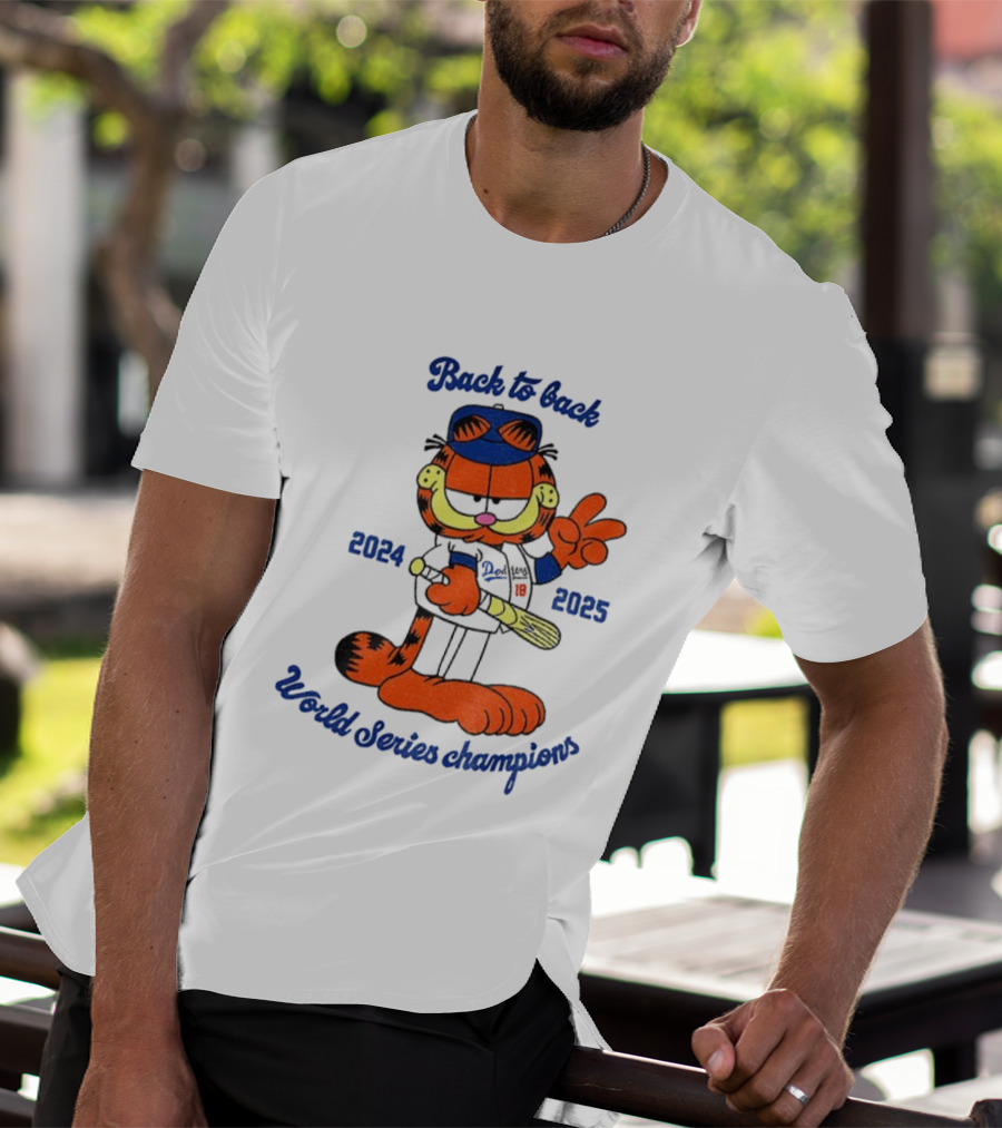 Back To Back Dodgers Orange Cat 2024 2025 World Series Champions T-Shirt