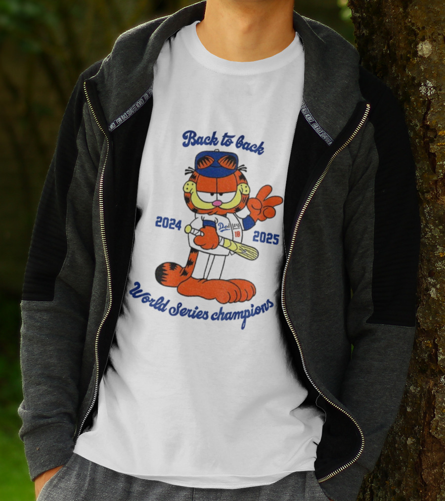 Back To Back Dodgers Orange Cat 2024 2025 World Series Champions T-Shirt