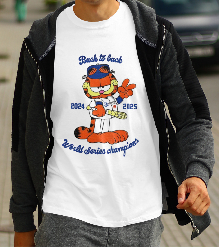 Back To Back Dodgers Orange Cat 2024 2025 World Series Champions T-Shirt