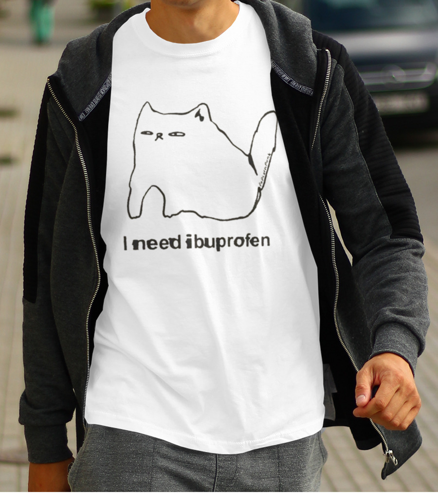 Funny Cat I Need Ibuprofen Mood T-Shirt