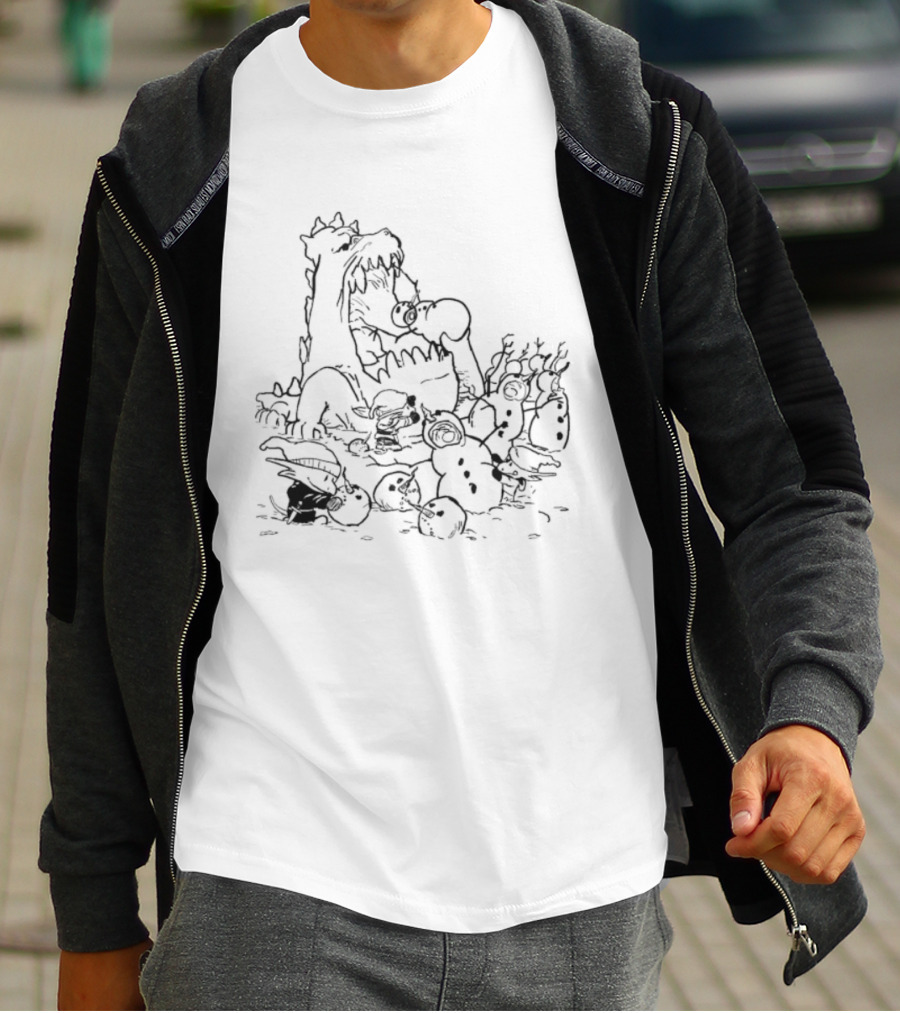 Tarrasque Kobolds Snow Day Christmas Adventure With Snowmen And Reindeer T-Shirt