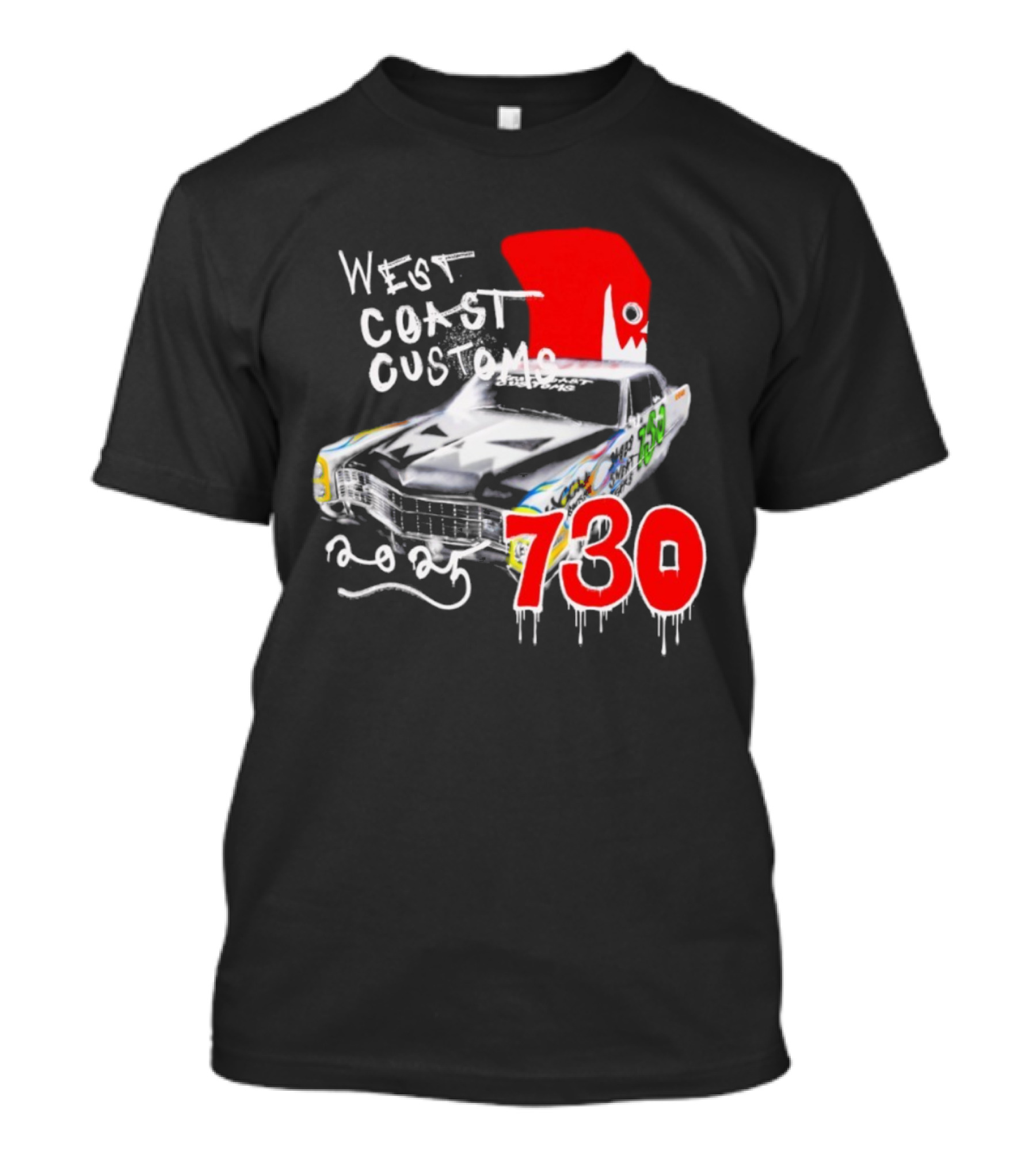 West Coast Customs 2025 Car With Red Shark Fin 730 T-Shirt