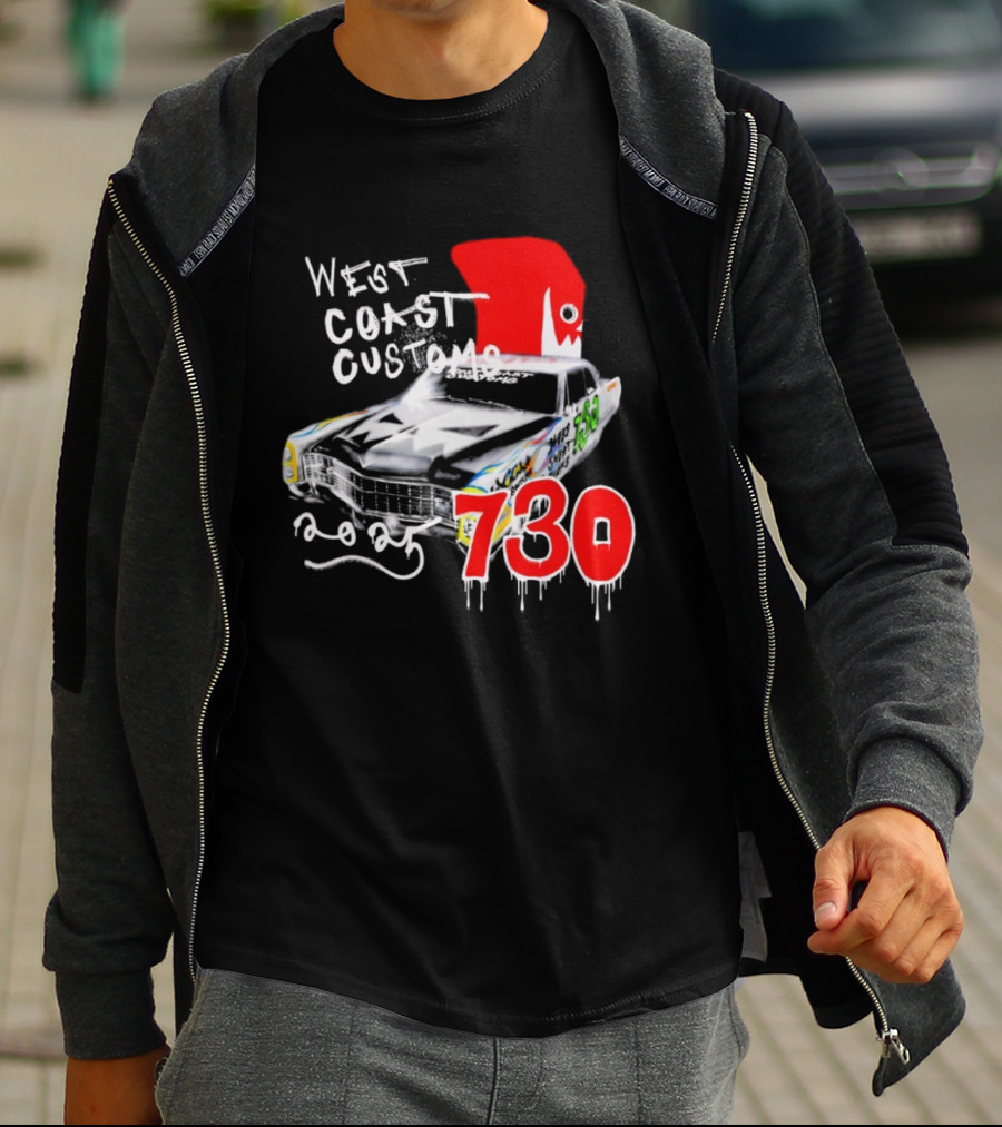 West Coast Customs 2025 Car With Red Shark Fin 730 T-Shirt