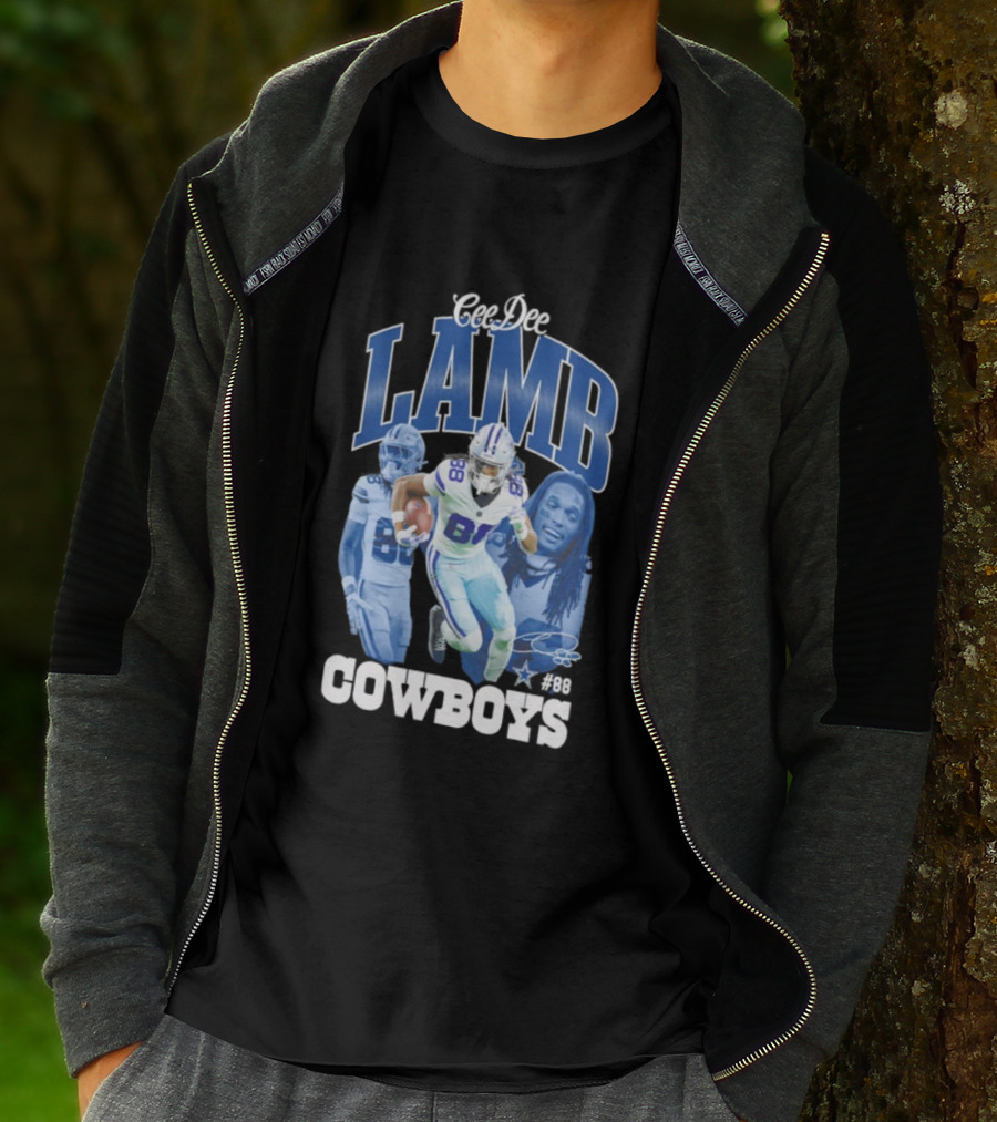 CeeDee Lamb Dallas Cowboys 88 NFL Outerstuff Triple Photo Style T-Shirt