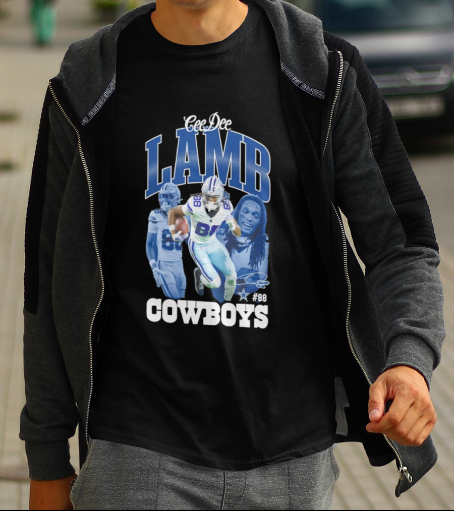 CeeDee Lamb Dallas Cowboys 88 NFL Outerstuff Triple Photo Style T-Shirt