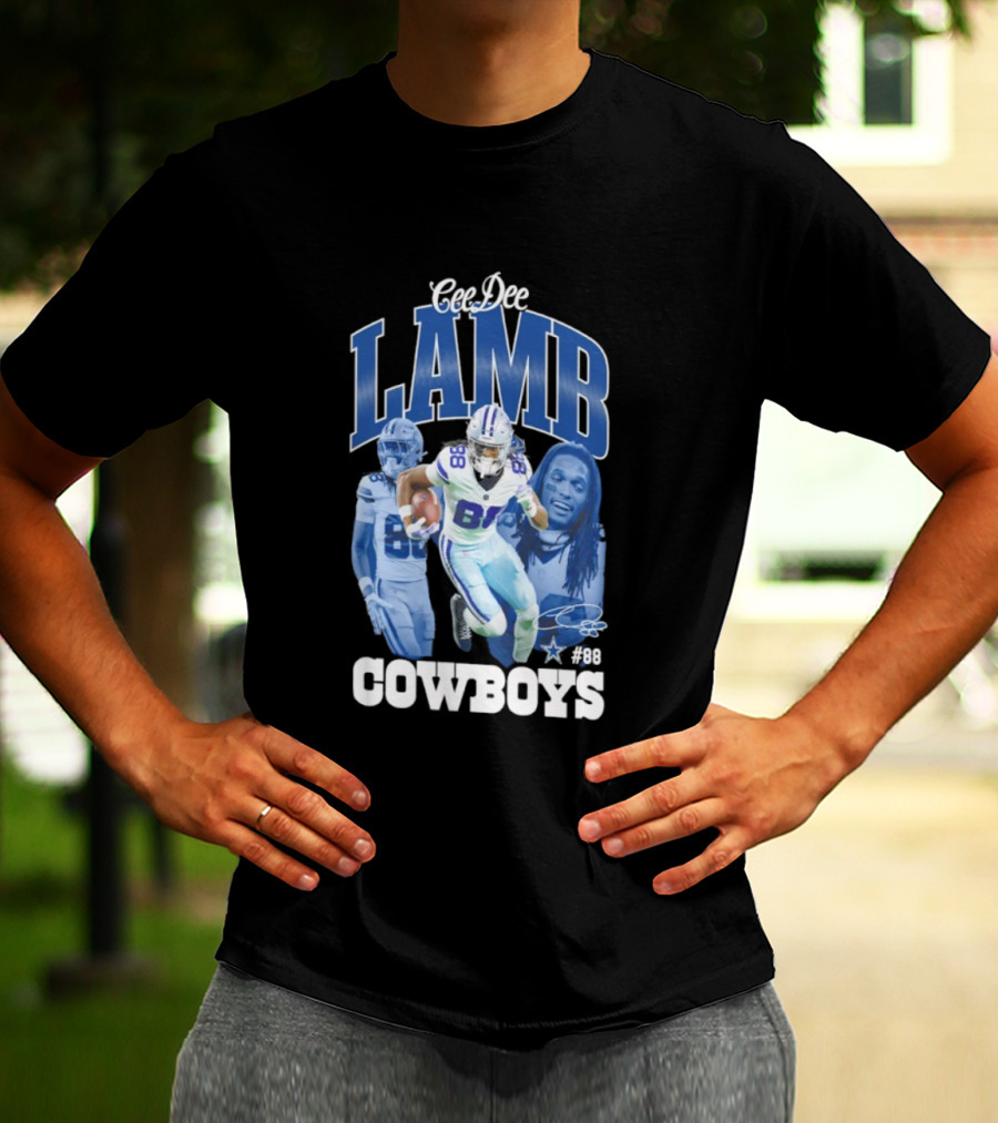 CeeDee Lamb Dallas Cowboys 88 NFL Outerstuff Triple Photo Style T-Shirt