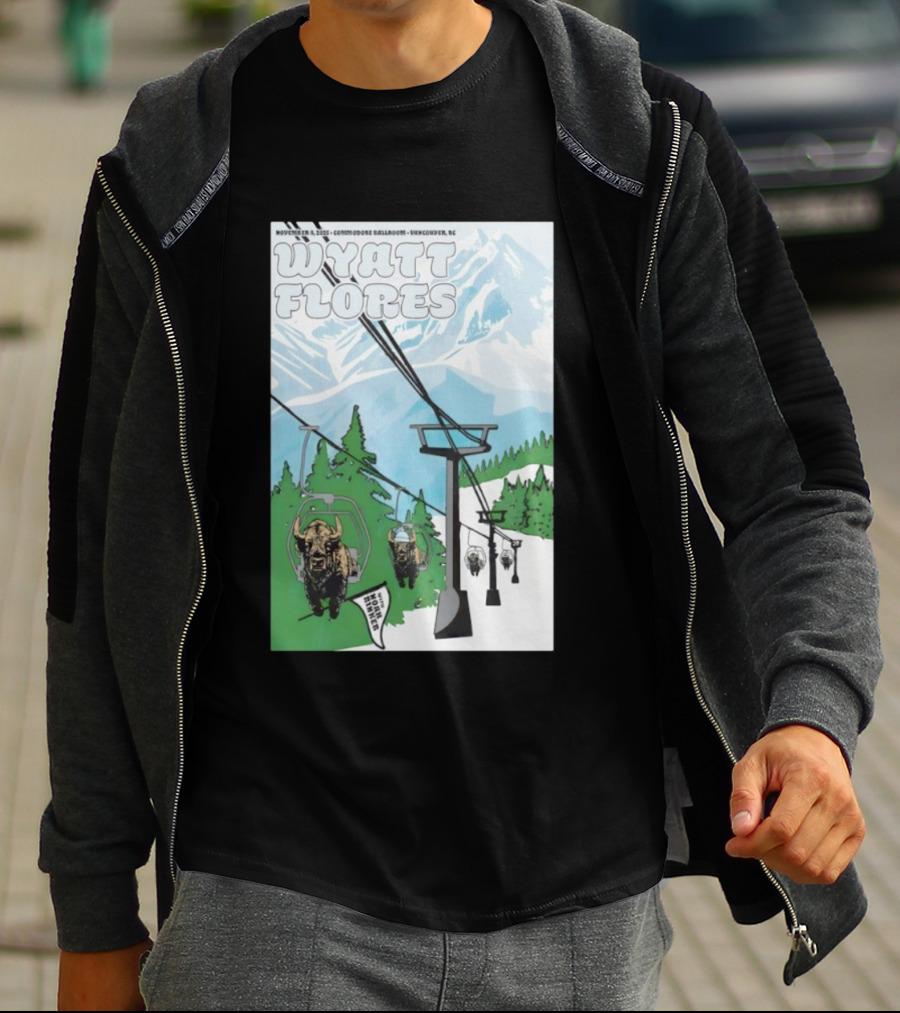 Wyatt Flores Nov 8 2025 Commodore Ballroom Vancouver BC Ski Lift Buffalo Artwork T-Shirt