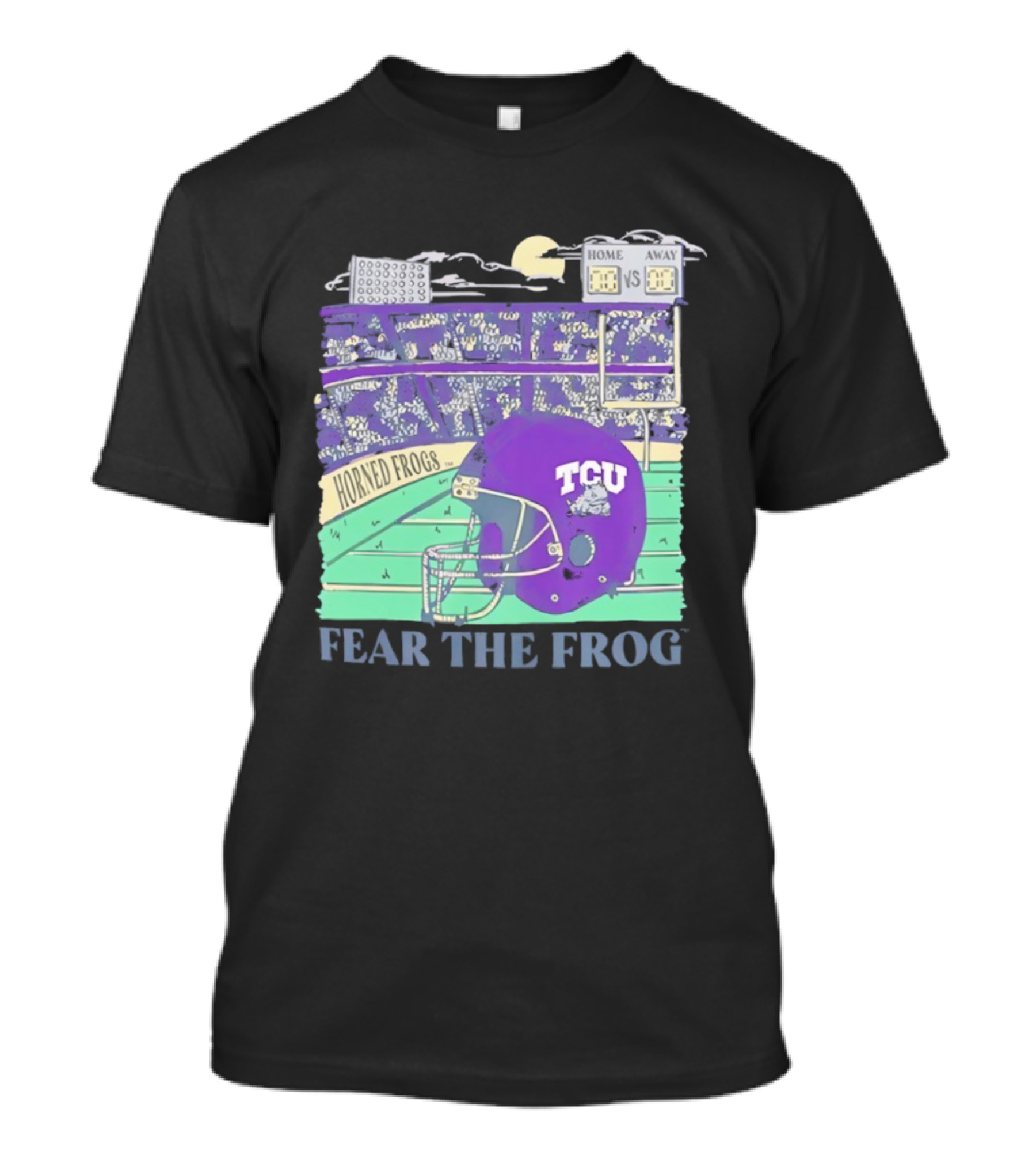TCU Horned Frogs Football Fear The Frog Helmet Stadium Scene T-Shirt
