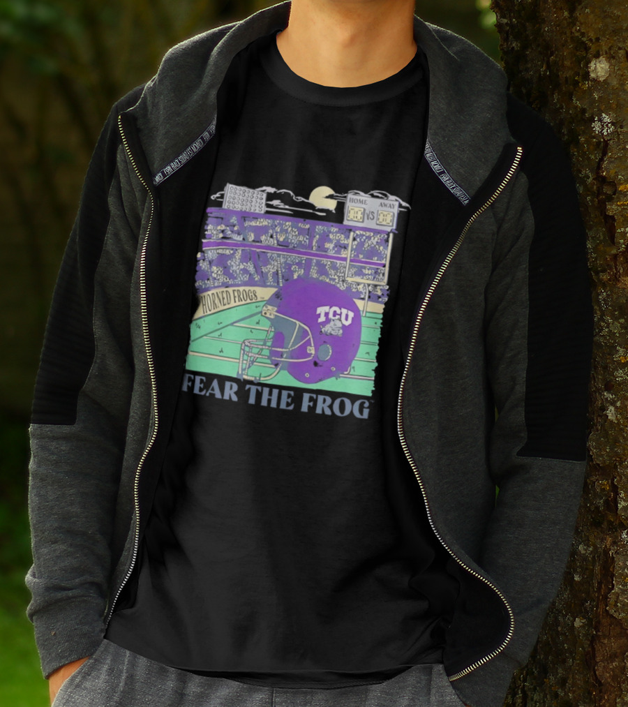 TCU Horned Frogs Football Fear The Frog Helmet Stadium Scene T-Shirt