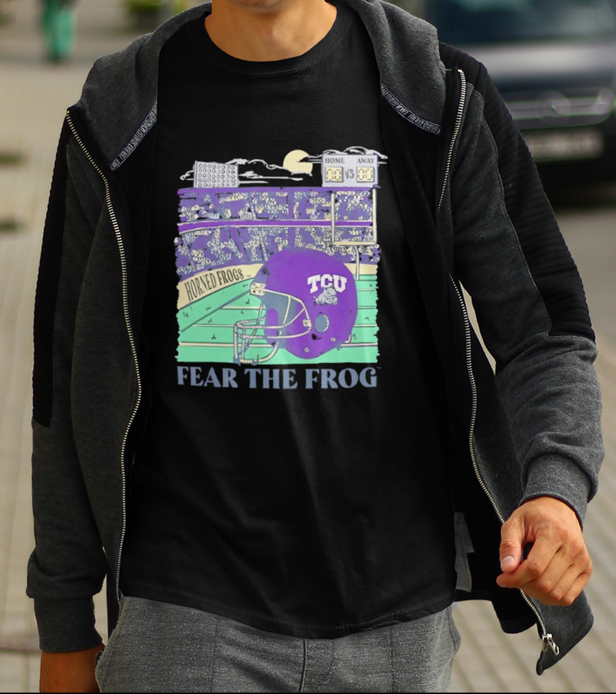 TCU Horned Frogs Football Fear The Frog Helmet Stadium Scene T-Shirt