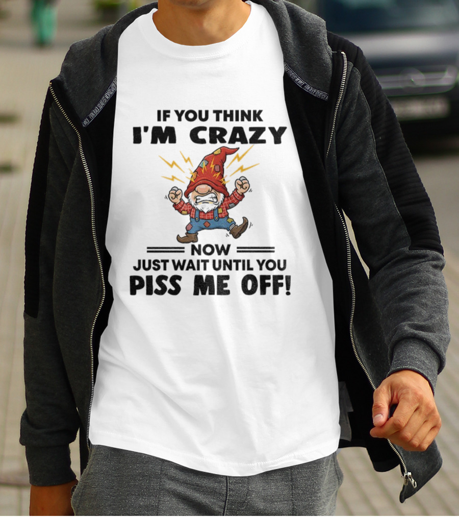 If You Think I'm Crazy Now Just Wait Until You Piss Me Off Grumpy Gnome Lightning Hat T-Shirt