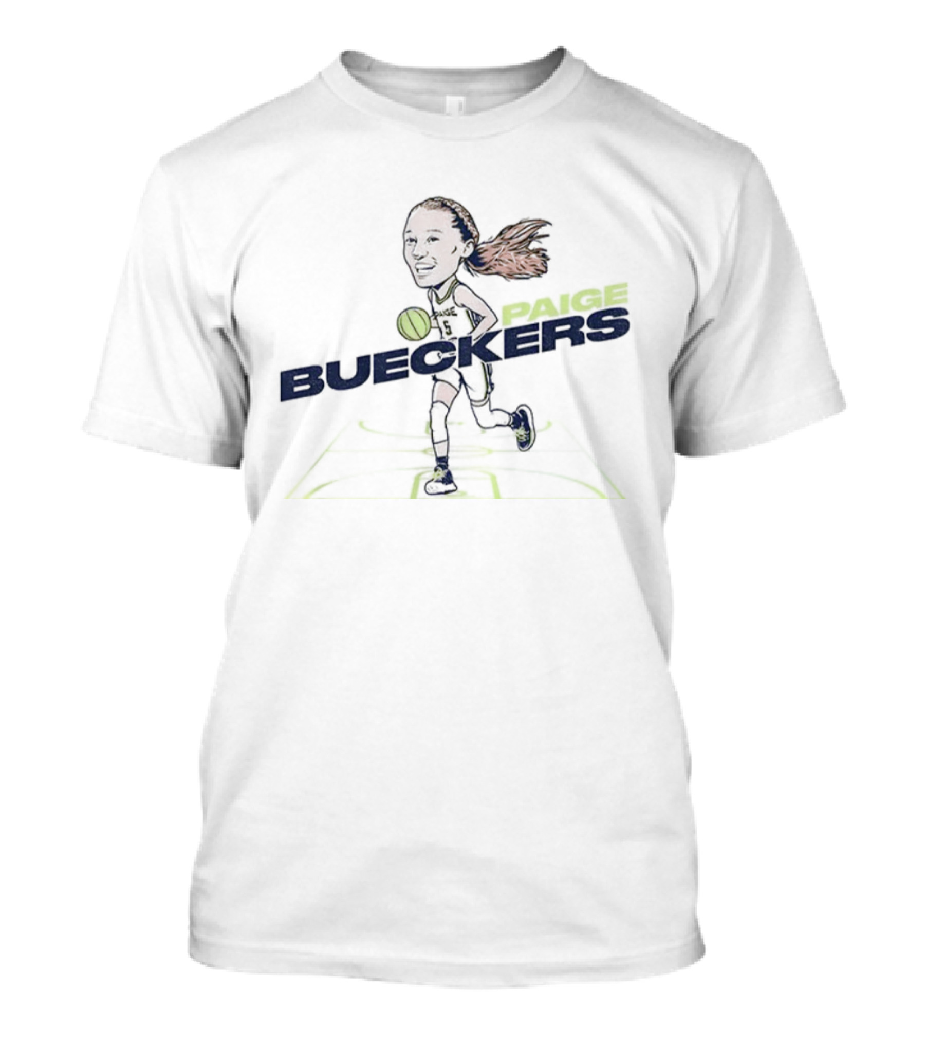 ```Paige Bueckers Cartoon Caricature Dallas Wings WNBA Basketball 2025``` T-Shirt