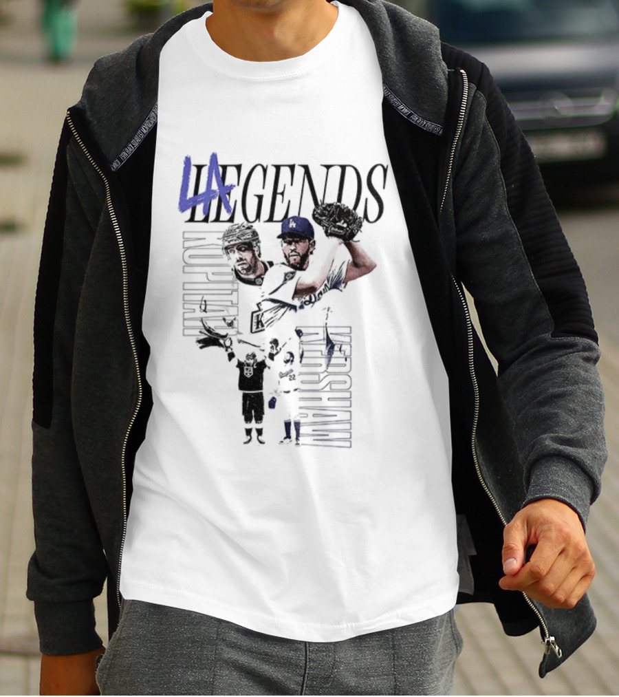 LA Legends Clayton Kershaw Los Angeles Dodgers Anze Kopitar Los Angeles Kings Tribute T-Shirt