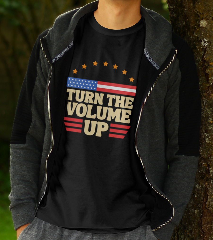 Turn The Volume Up USA Stars Stripes Patriotic Style T-Shirt