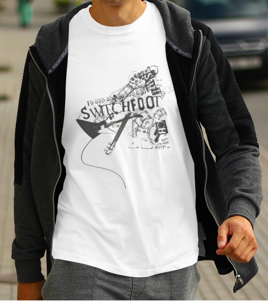 Switchfoot San Diego Rock Guitar Words Illustration T-Shirt