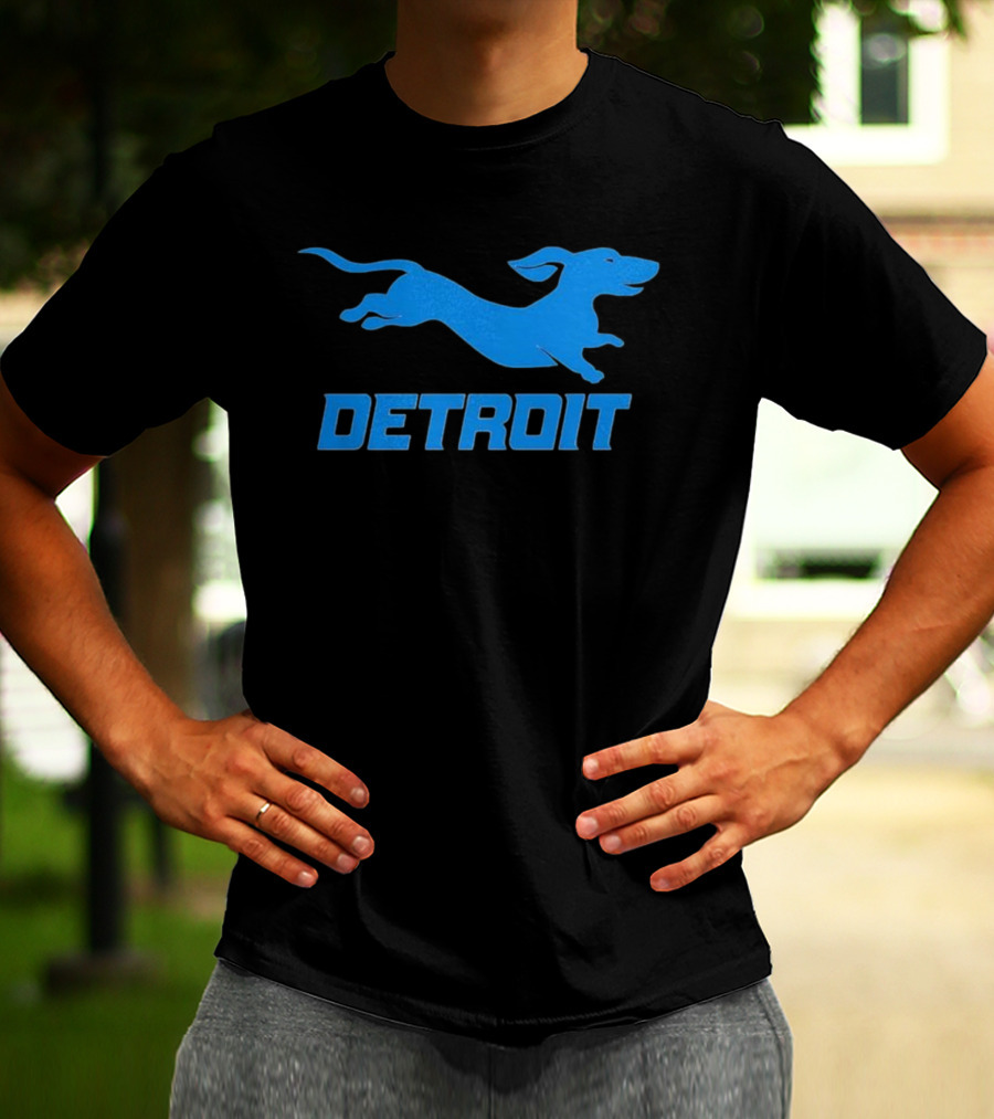 Detroit Lions Football Dachshund DETROIT T-Shirt