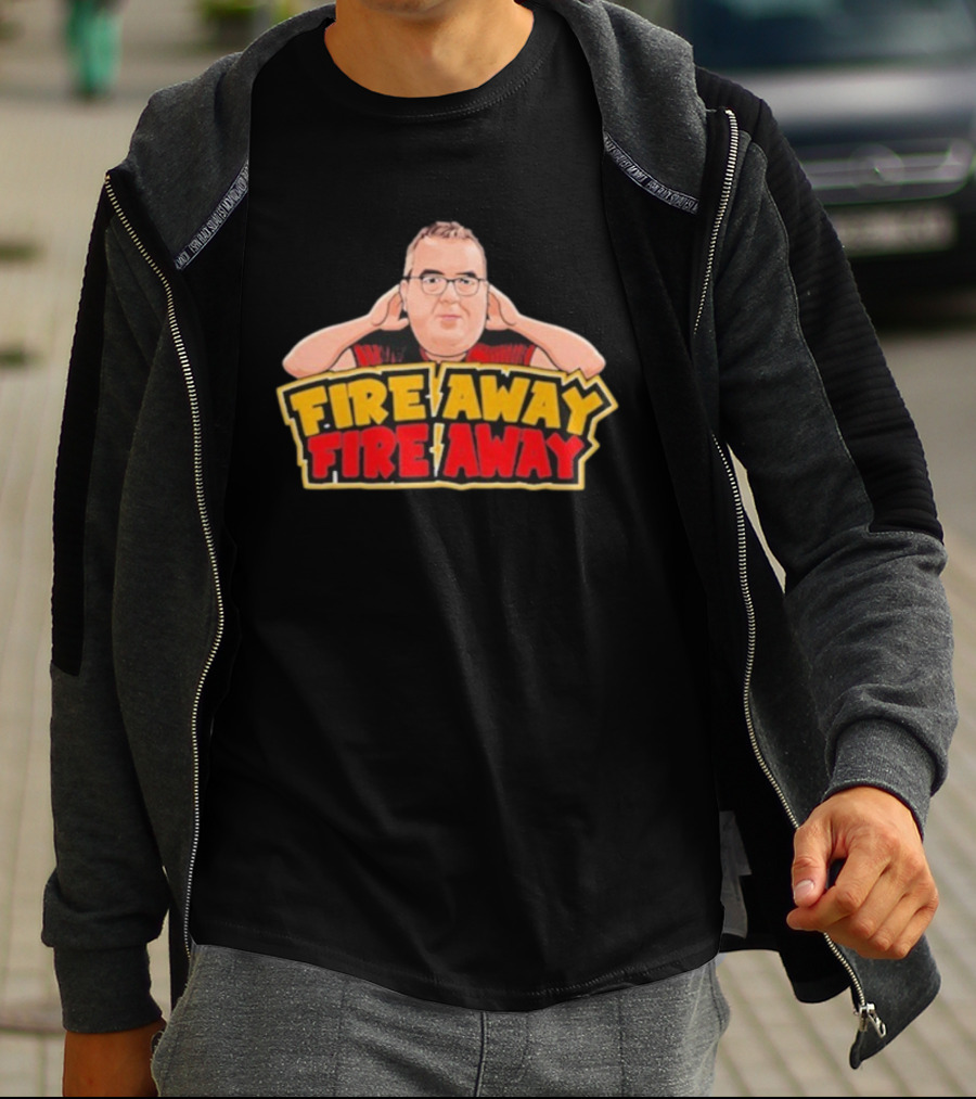 Stephen Bunting Fire Away Dart Player Cartoon Character Blocking Ears T-Shirt