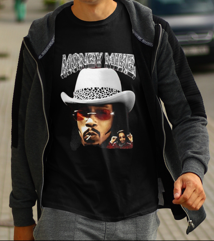 Money Mike Friday After Next Character Big Face White Hat Sunglasses T-Shirt