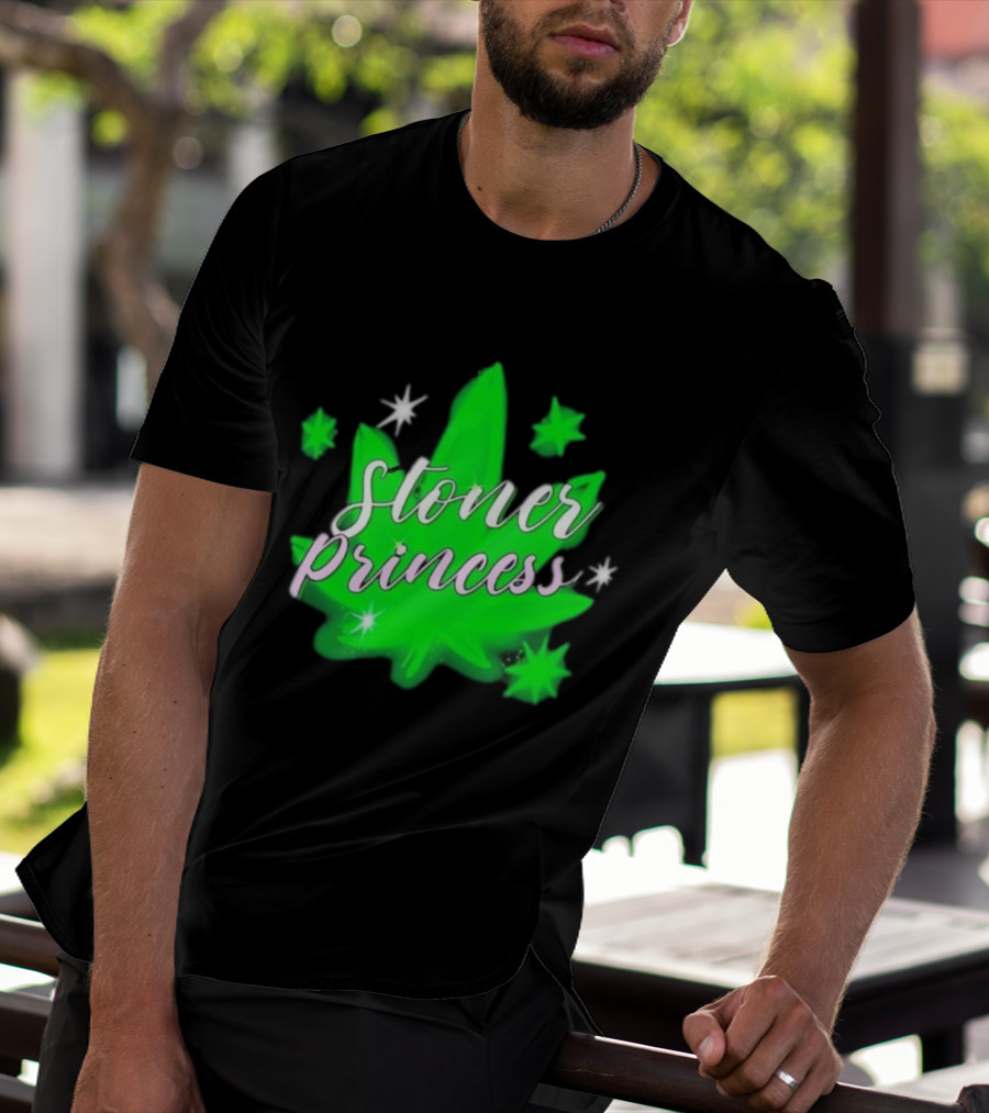 Stoner Princess Cannabis Leaf Royalty Stars T-Shirt