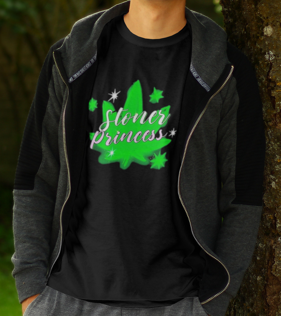 Stoner Princess Cannabis Leaf Royalty Stars T-Shirt