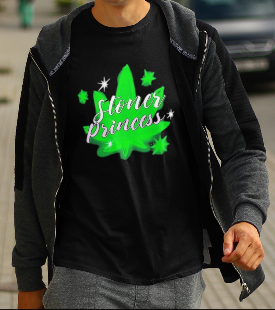 Stoner Princess Cannabis Leaf Royalty Stars T-Shirt