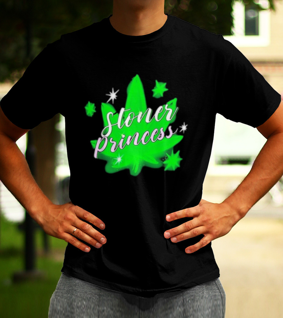 Stoner Princess Cannabis Leaf Royalty Stars T-Shirt
