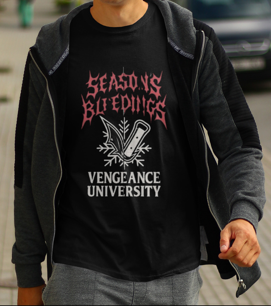 Vengeance University's Season's Bleedings Christmas Knife Snowflake T-Shirt
