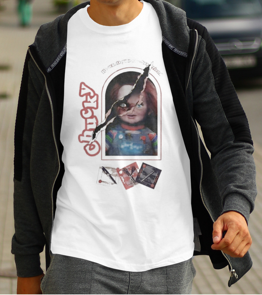 Chucky Let's Be Friends He Wants You As A Bestfriend Creepy Doll Horror T-Shirt