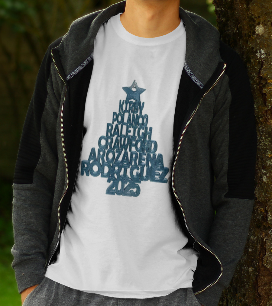 2025 Seattle Mariners Kelenic Pollock Raleigh Crawford Arozarena Rodriguez Christmas Tree T-Shirt