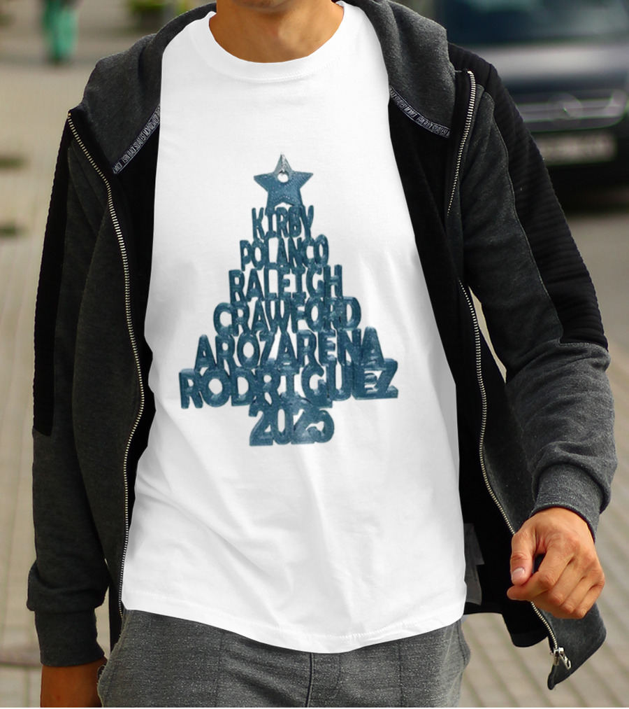 2025 Seattle Mariners Kelenic Pollock Raleigh Crawford Arozarena Rodriguez Christmas Tree T-Shirt