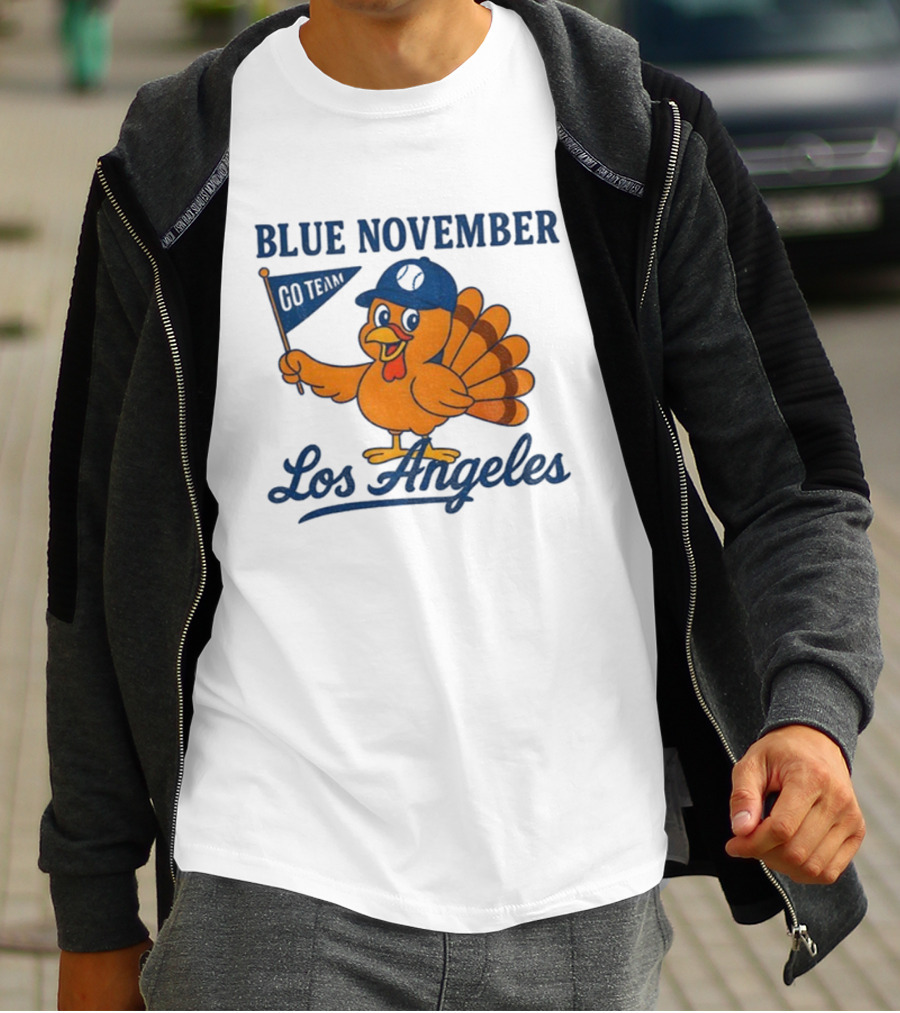 Los Angeles Blue November Thanksgiving Turkey Dodgers Baseball T-Shirt